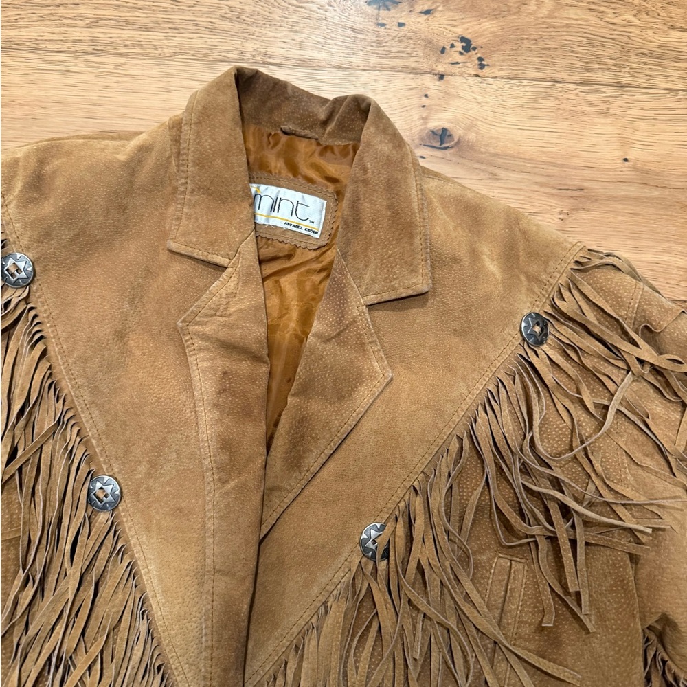 Tan Fringe Suede Jacket - Picture 3 of 11
